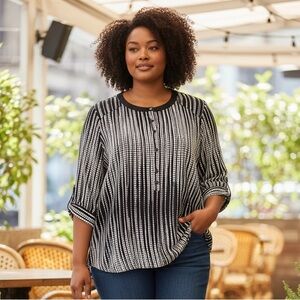 #240 NYgard Striped Black and White Blouse
